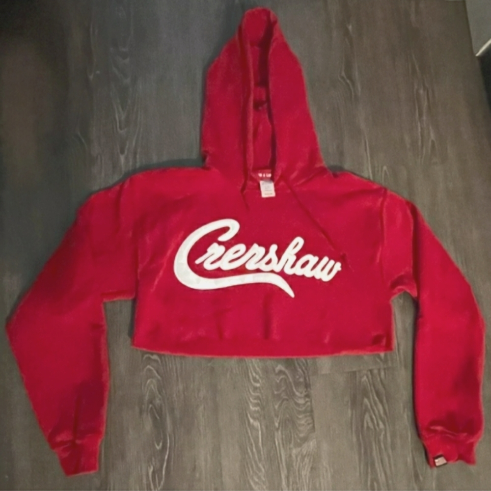 The Marathon Clothing Nipsey Hustle "CRENSHAW" Crop Hoodie Red/White